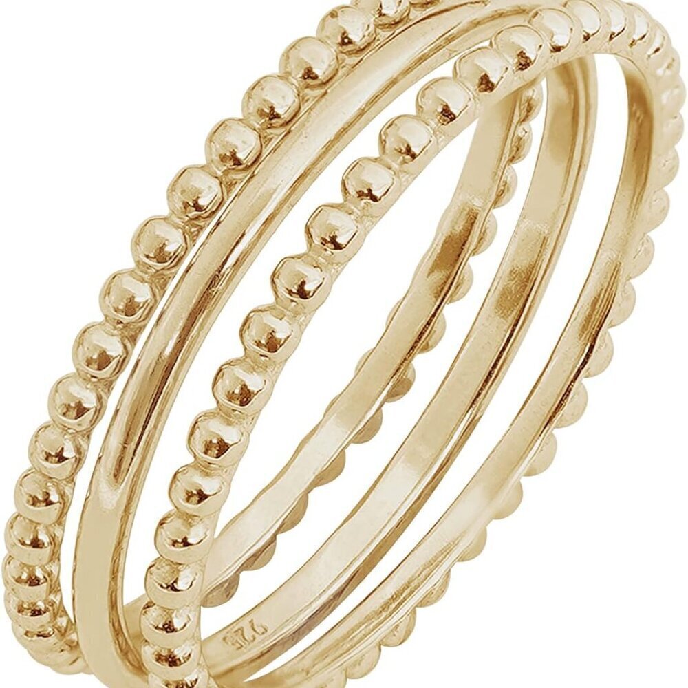 Stacking Ring Set of 3 Gold Plated Silver Women